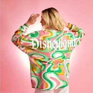 Disney Parks Swirl Spirit Jersey Womens Size XXL Green Pink